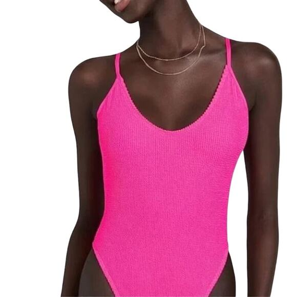 New Good American Always Fits One-Piece Swimsuit Hot Pink 5/6 (2X/3X) - Picture 2 of 3